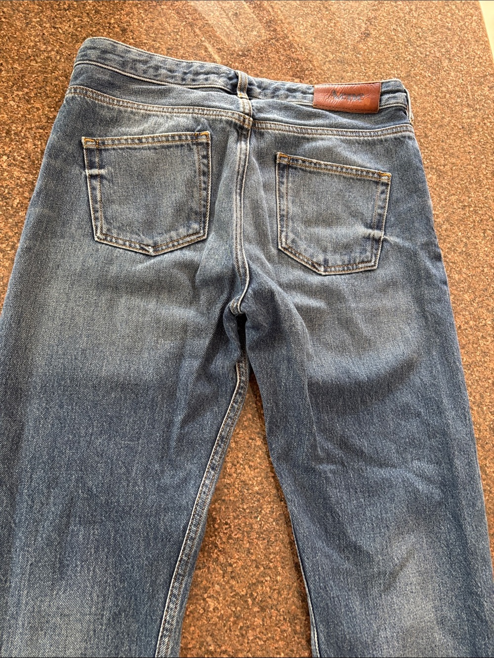 Acne Ladies Pop Vintage Straight-Leg Distressed Blue Jeans-2